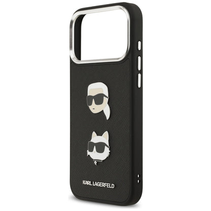Kotelo Apple iPhone 17 Pro Max:lle, Karl Lagerfeld, Grained Karl & Choupette's Heads Pins and Logo, Musta
