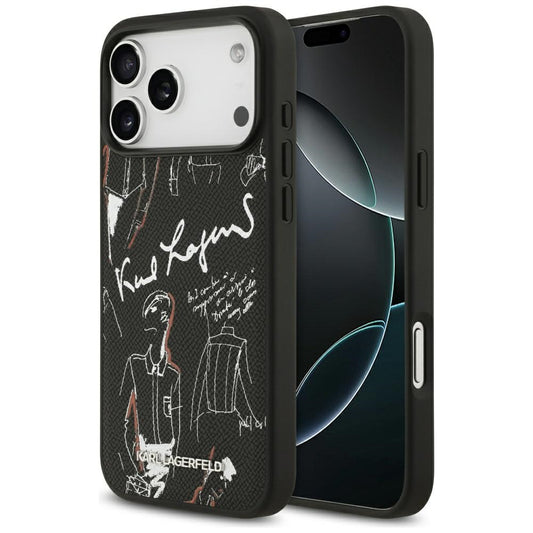 Kotelo Apple iPhone 17 Pro Max:lle, Karl Lagerfeld, Grained Pattern Logo, Musta