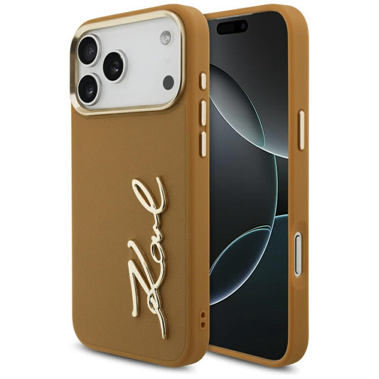 Kotelo Apple iPhone 17 Pro Max, Karl Lagerfeld, Script Logo, Ruskea