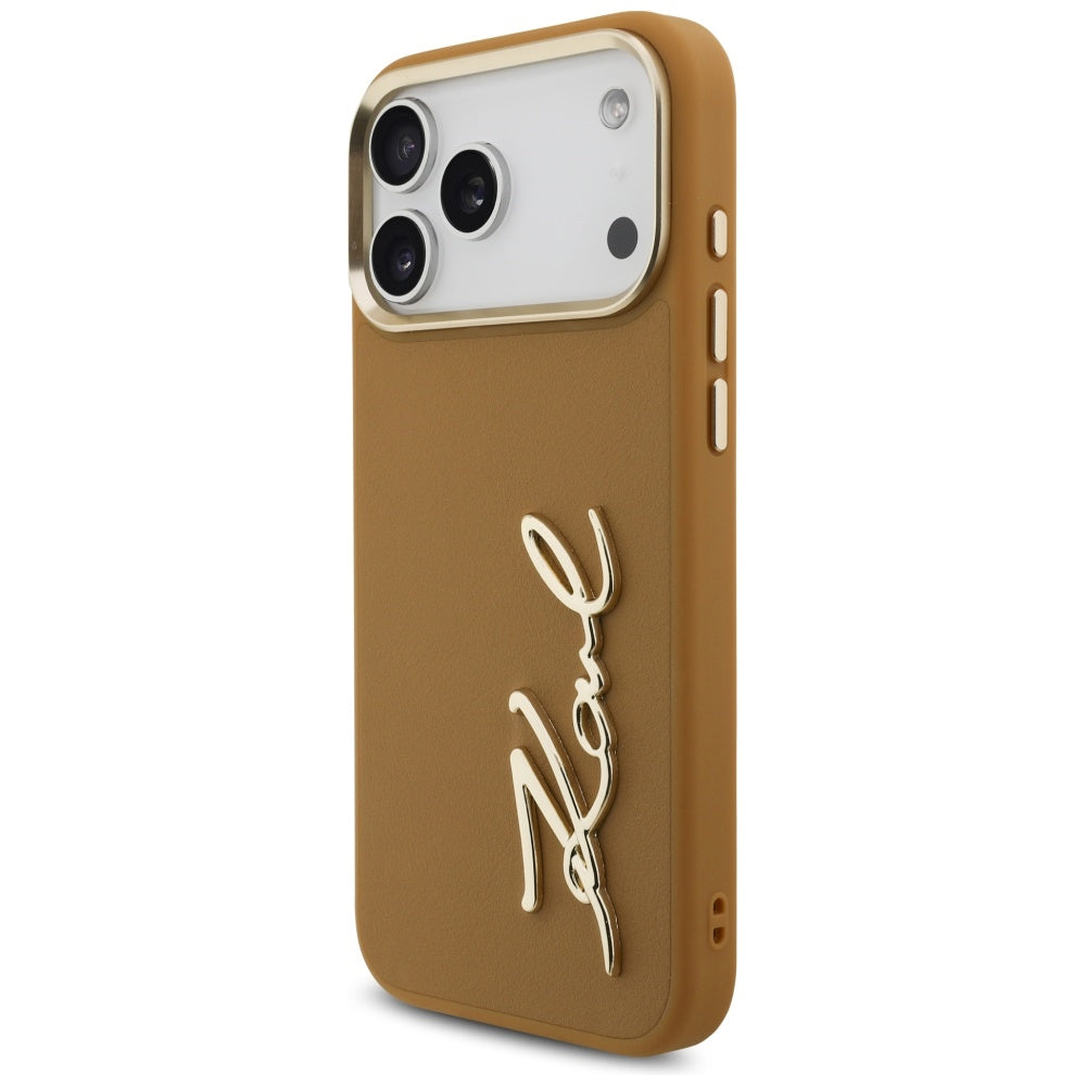 Kotelo Apple iPhone 17 Pro Max, Karl Lagerfeld, Script Logo, Ruskea