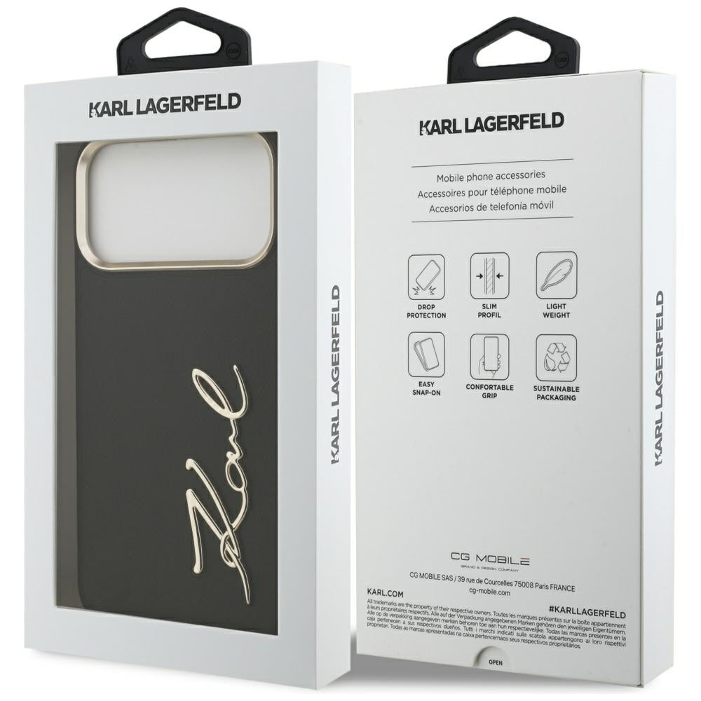 Kotelo Apple iPhone 17 Pro Max:lle, Karl Lagerfeld, Script Logo, Musta