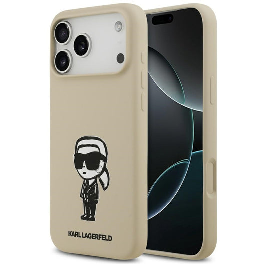 Suojakotelo Apple iPhone 17 Pro Maxille, Karl Lagerfeld, Sketch and Logo Karl, Ruskea