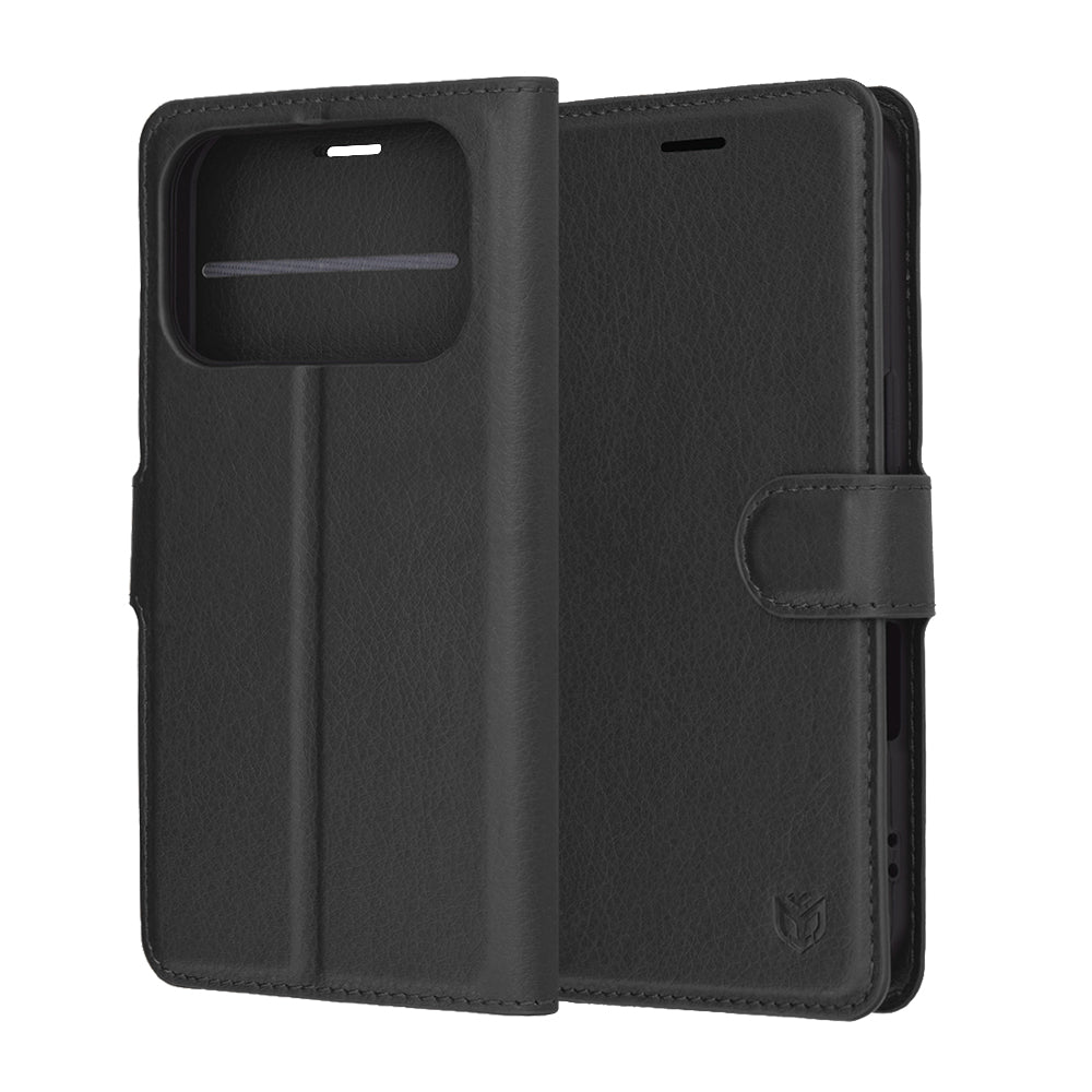 Kotelo Apple iPhone 17 Pro Max:lle, Techsuit, Leather Folio, Musta