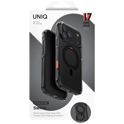 Kotelo Apple iPhone 17 Pro Maxille, UNIQ, Swivix, Musta