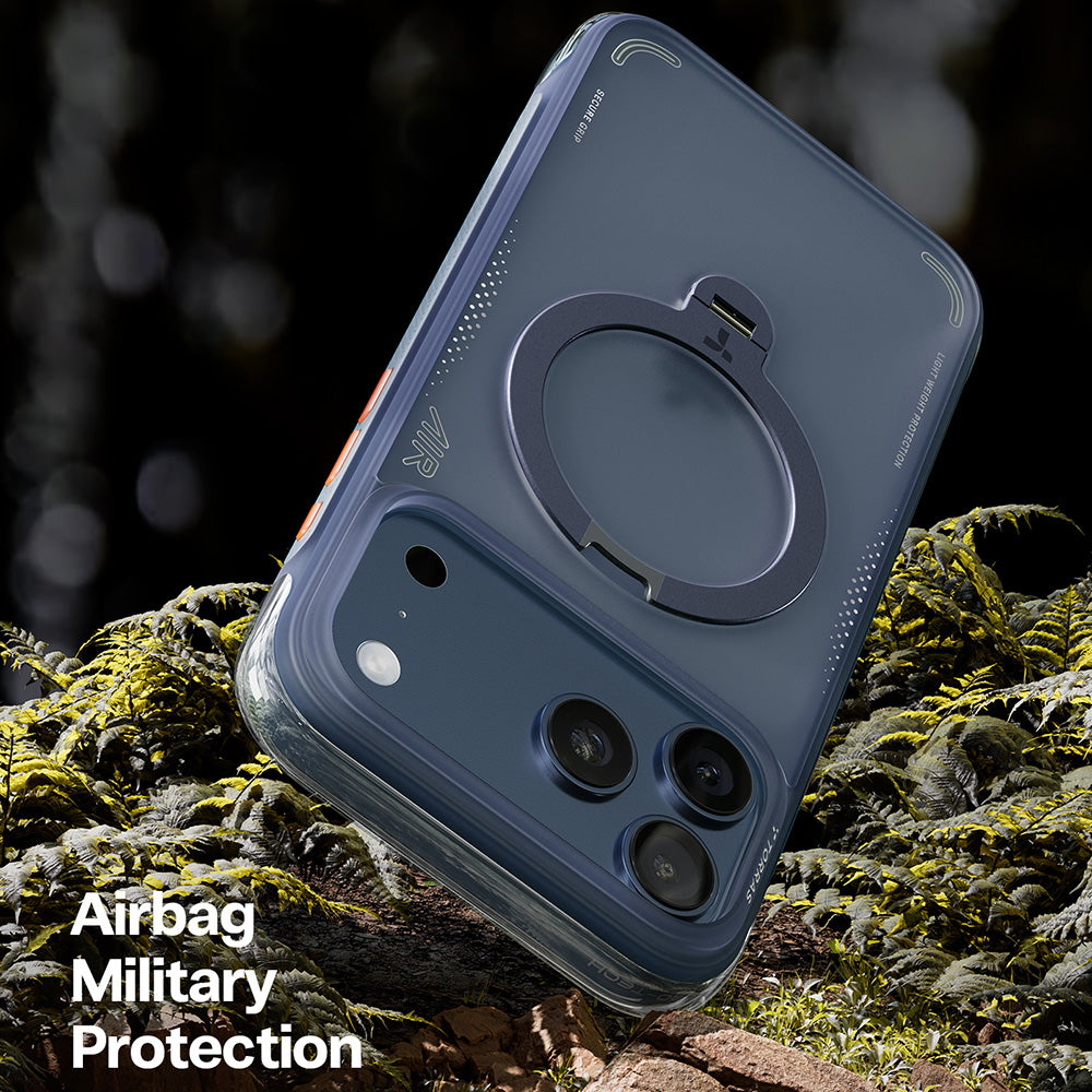 Kotelo Apple iPhone 17 Prolle, Torras, Ostand Spin Air, Sininen