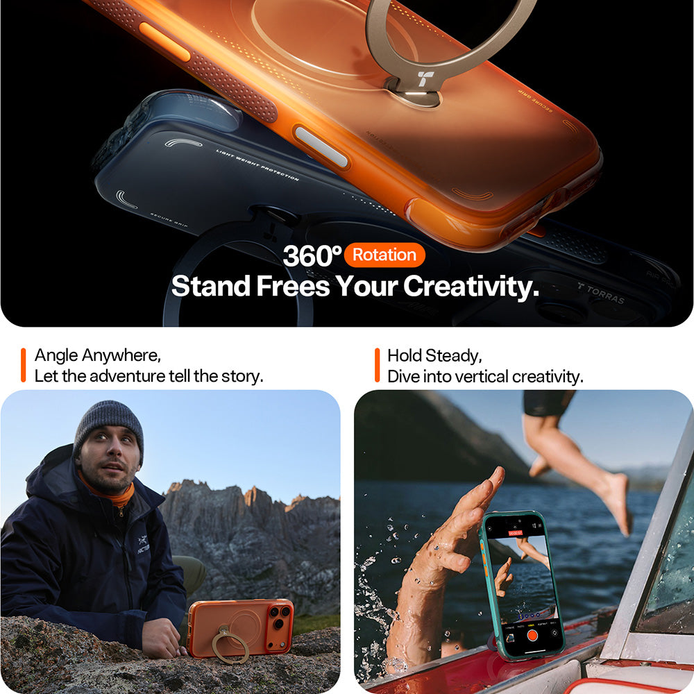 Kotelo Apple iPhone 17 Prolle, Torras, Ostand Spin Air, Sininen