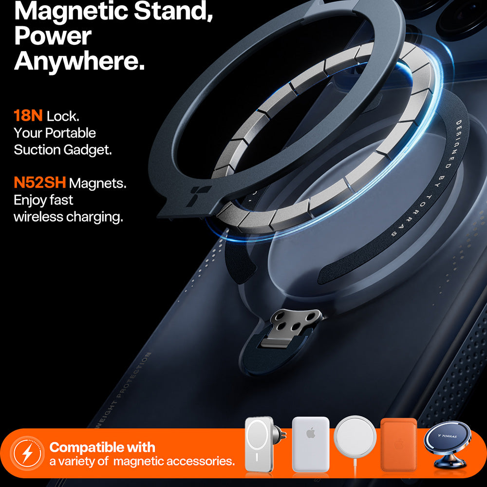 Kotelo Apple iPhone 17 Prolle, Torras, Ostand Spin Air, Sininen