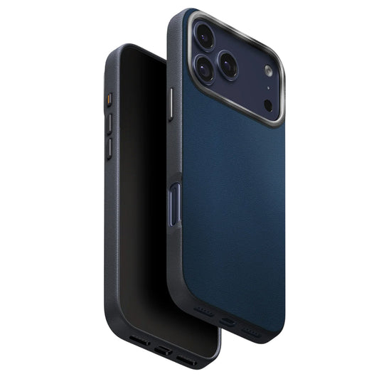 Suojakotelo Apple iPhone 17 Prolle, UNIQ, Lyden Leatherette, Mustansininen