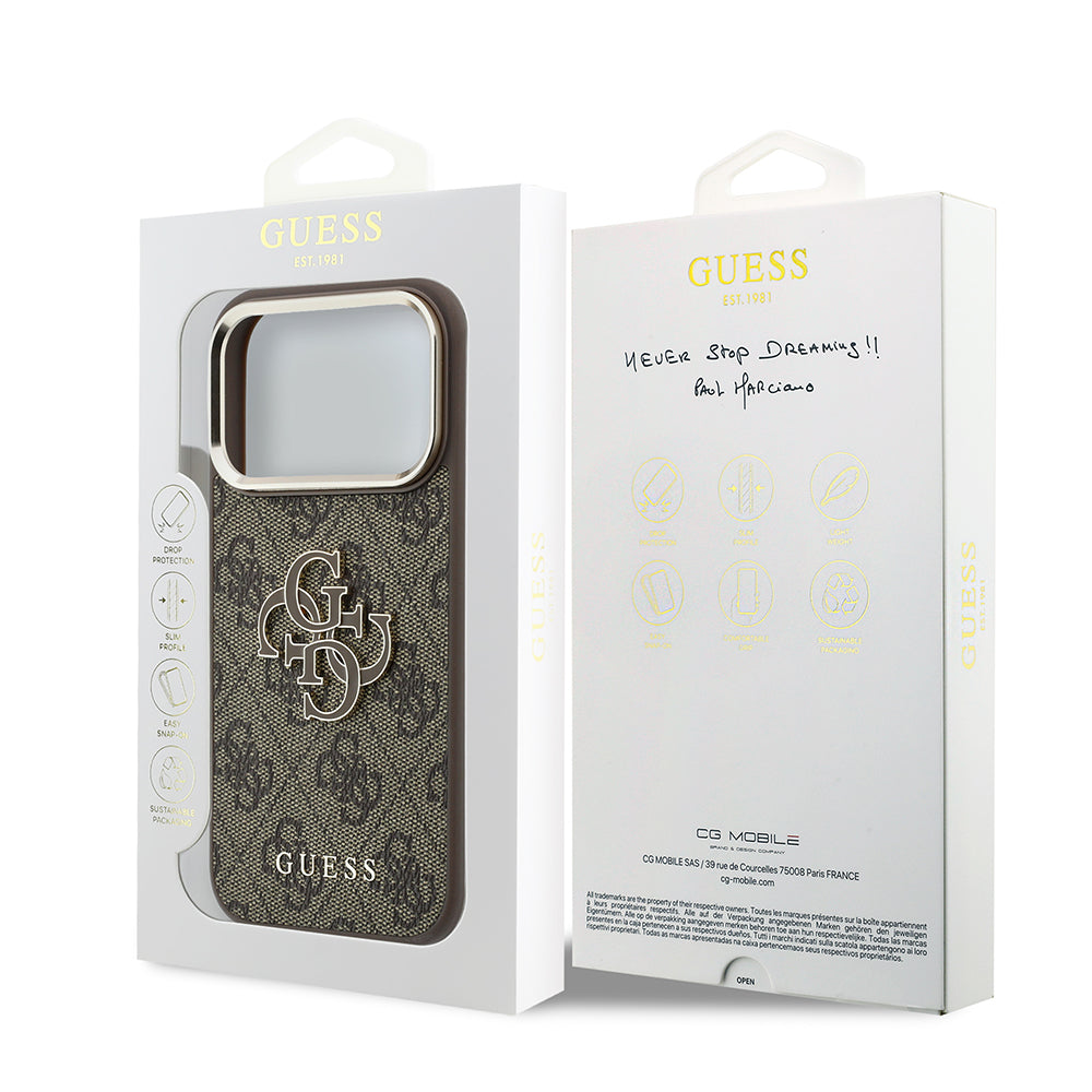 Kuori Apple iPhone 18 Pro / 17 Pro, Guess, 4G Big Resin Logo, Ruskea