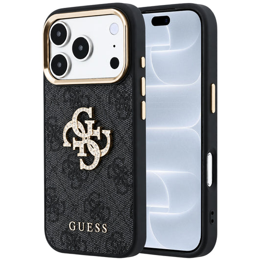 Kuori Apple iPhone 18 Pro / 17 Pro:lle, Guess, 4G Big Strass Logo, Musta