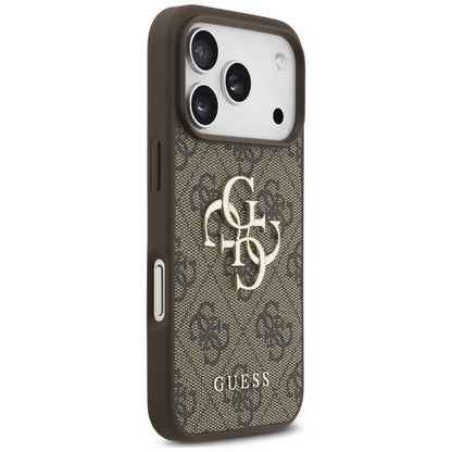 Case for Apple iPhone 18 Pro / 17 Pro, Guess, 4G Classic Logo with Strap, Brown