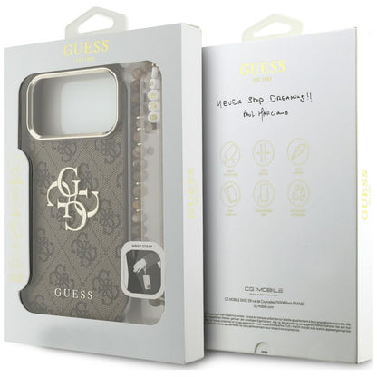 Suojakuori Apple iPhone 18 Pro / 17 Pro -puhelimelle, Guess, 4G Classic Logo with Strap, kullanruskea