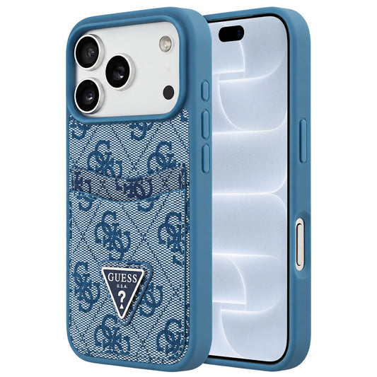 Suojakuori Apple iPhone 18 Pro / 17 Pro -puhelimelle, Guess, 4G Double Card Triangle, sininen