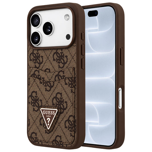 Suojakuori Apple iPhone 18 Pro / 17 Pro -puhelimelle, Guess, 4G Double Card Triangle, ruskea