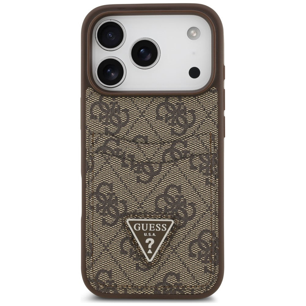 Case for Apple iPhone 18 Pro / 17 Pro, Guess, 4G Double Card Triangle, Brown