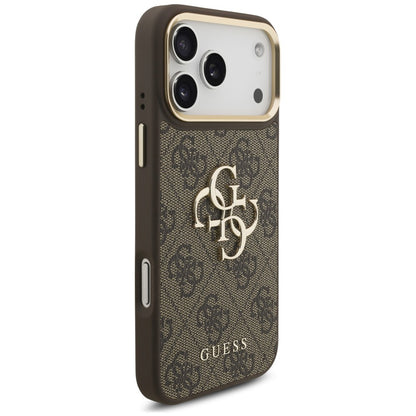 Suojakuori Apple iPhone 18 Pro / 17 Pro -puhelimelle, Guess, Big 4G Classic Logo & Big Strap Metal Buttons, ruskea