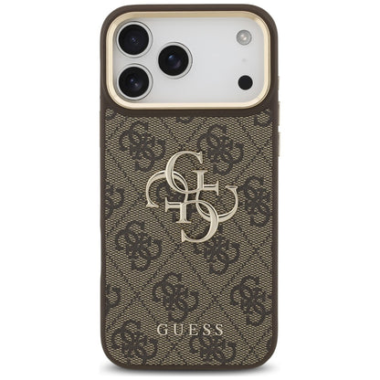 Suojakuori Apple iPhone 18 Pro / 17 Pro -puhelimelle, Guess, Big 4G Classic Logo & Big Strap Metal Buttons, ruskea
