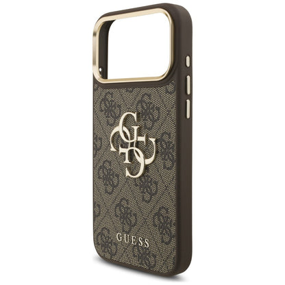 Suojakuori Apple iPhone 18 Pro / 17 Pro -puhelimelle, Guess, Big 4G Classic Logo & Big Strap Metal Buttons, ruskea