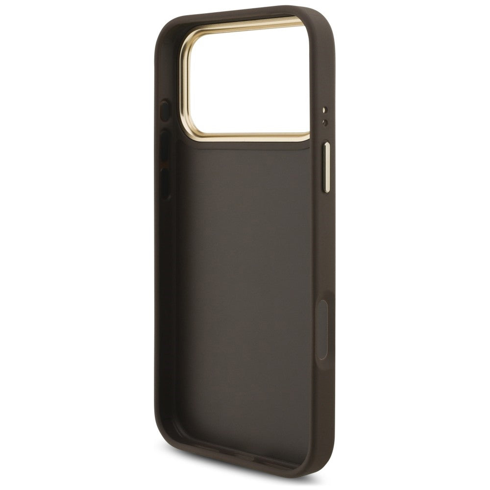 Suojakuori Apple iPhone 18 Pro / 17 Pro -puhelimelle, Guess, Big 4G Classic Logo & Big Strap Metal Buttons, ruskea