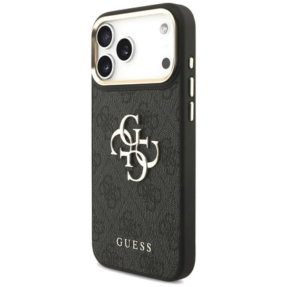 Case for Apple iPhone 18 Pro / 17 Pro, Guess, Big 4G Classic Logo & Big Strap Metal Buttons, Black