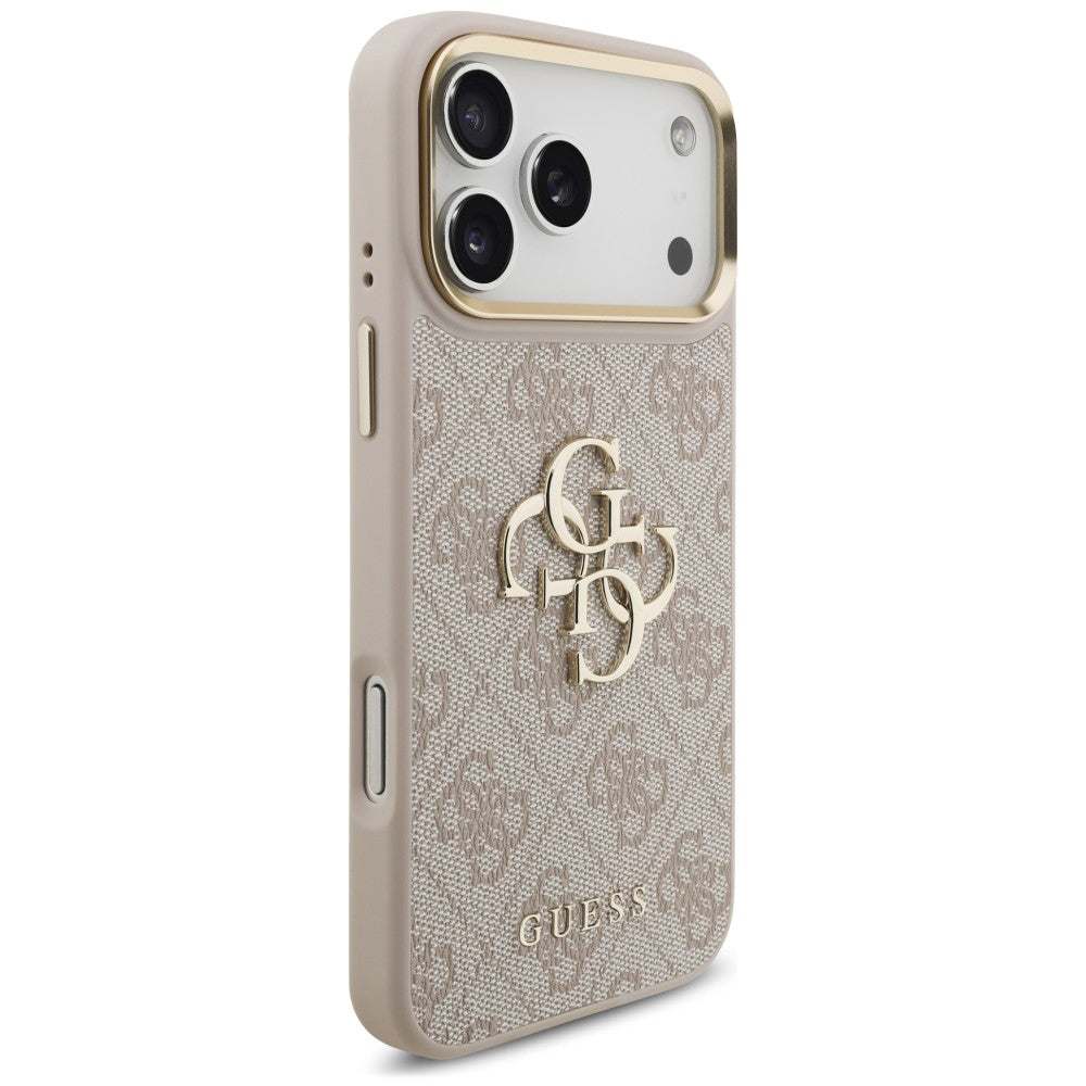 Case for Apple iPhone 18 Pro / 17 Pro, Guess, Big 4G Classic Logo & Big Strap Metal Buttons, Pink