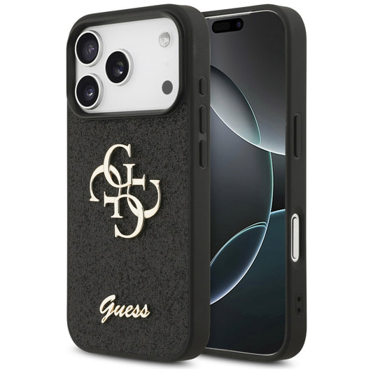 Kuori Apple iPhone 18 Pro / 17 Pro:lle, Guess, Fixed Glitter Big 4G, Musta