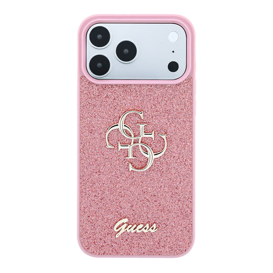 Kuori Apple iPhone 18 Pro / 17 Pro, Guess, Fixed Glitter Big 4G, Vaaleanpunainen