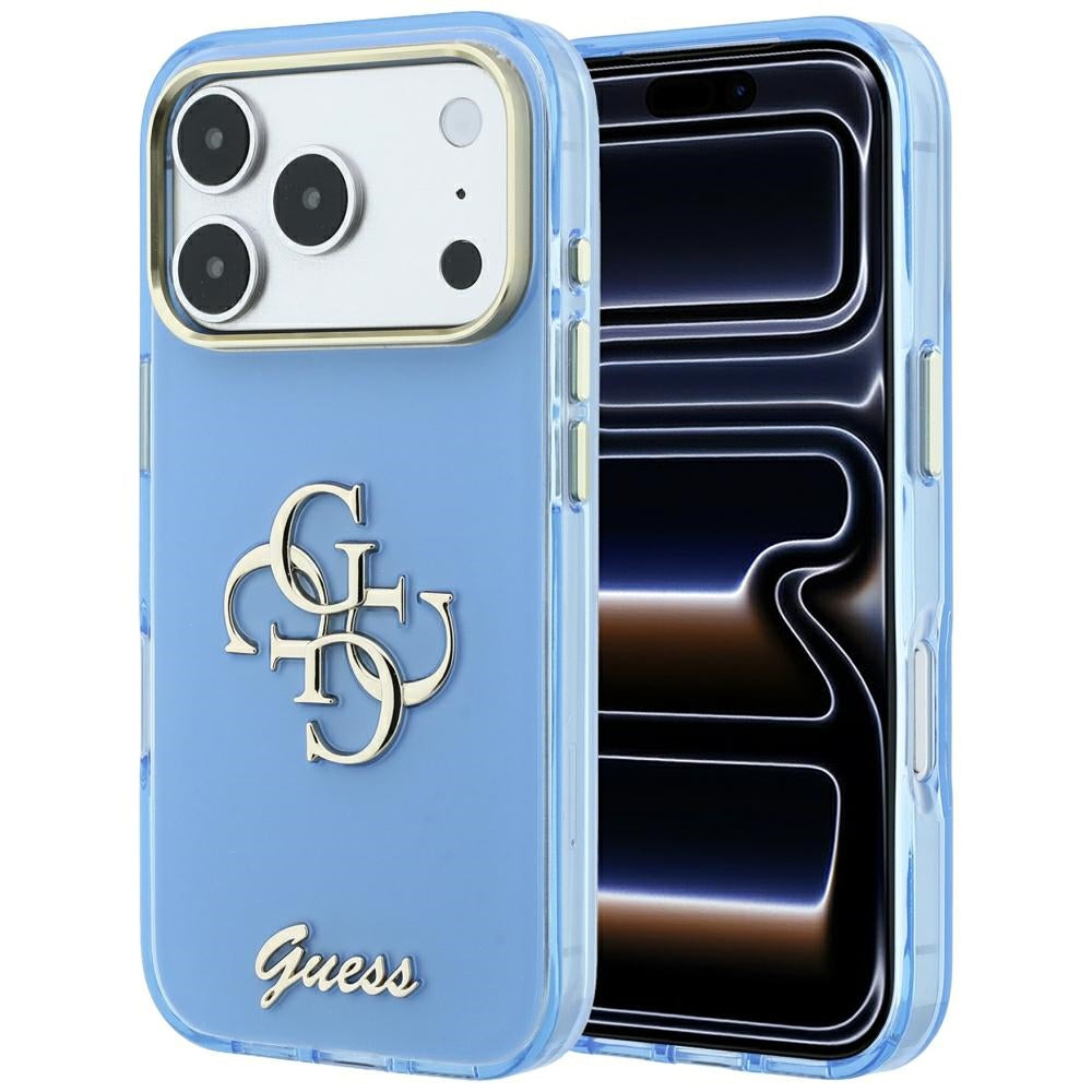 Case for Apple iPhone 18 Pro / 17 Pro, Guess, IML 4G Metal Script, Blue