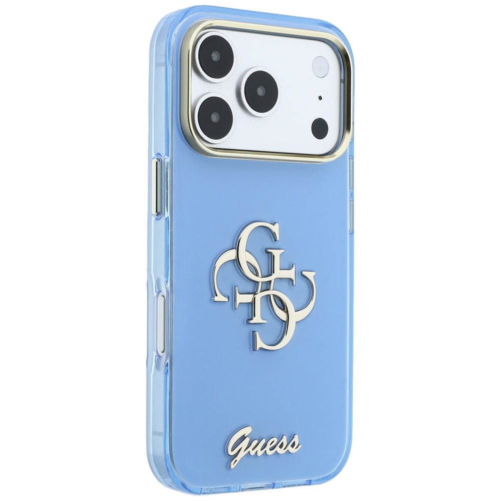 Case for Apple iPhone 18 Pro / 17 Pro, Guess, IML 4G Metal Script, Blue