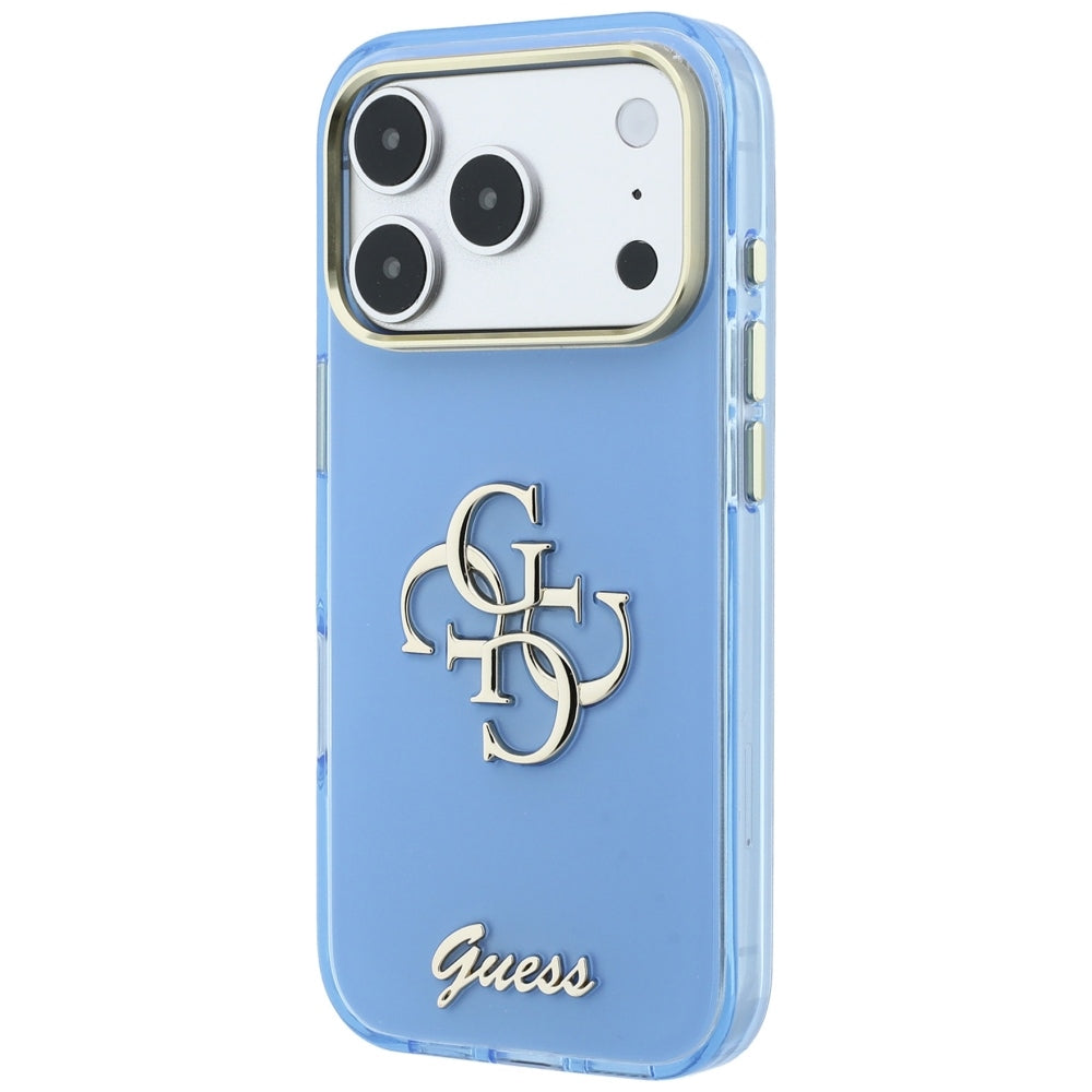 Case for Apple iPhone 18 Pro / 17 Pro, Guess, IML 4G Metal Script, Blue