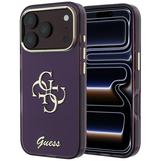 Kuori Apple iPhone 18 Pro / 17 Pro:lle, Guess, IML 4G Metal Script, Viininpunainen