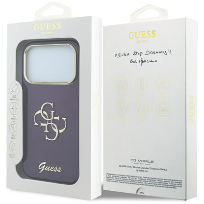 Case for Apple iPhone 18 Pro / 17 Pro, Guess, IML 4G Metal Script, Burgundy