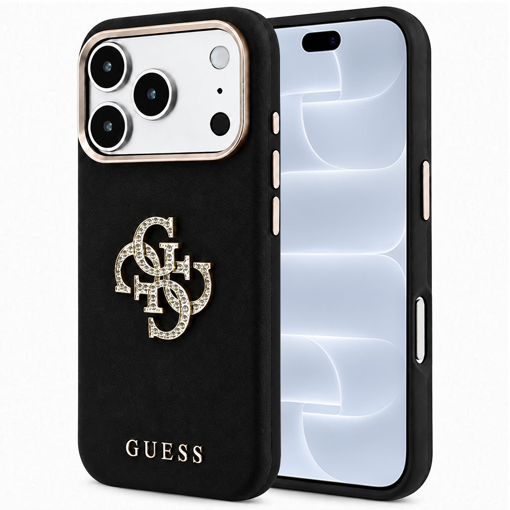 Kuori Apple iPhone 18 Pro / 17 Pro:lle, Guess, Smooth Big Strass Logo, Musta