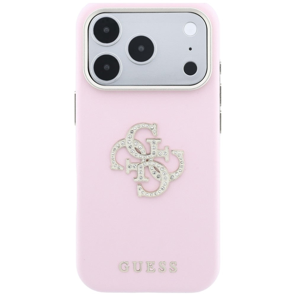 Suojakuori Apple iPhone 18 Pro / 17 Pro -puhelimelle, Guess, Smooth Big Strass Logo, vaaleanpunainen