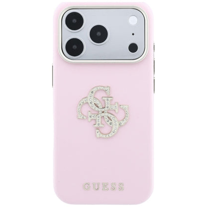 Suojakuori Apple iPhone 18 Pro / 17 Pro -puhelimelle, Guess, Smooth Big Strass Logo, vaaleanpunainen
