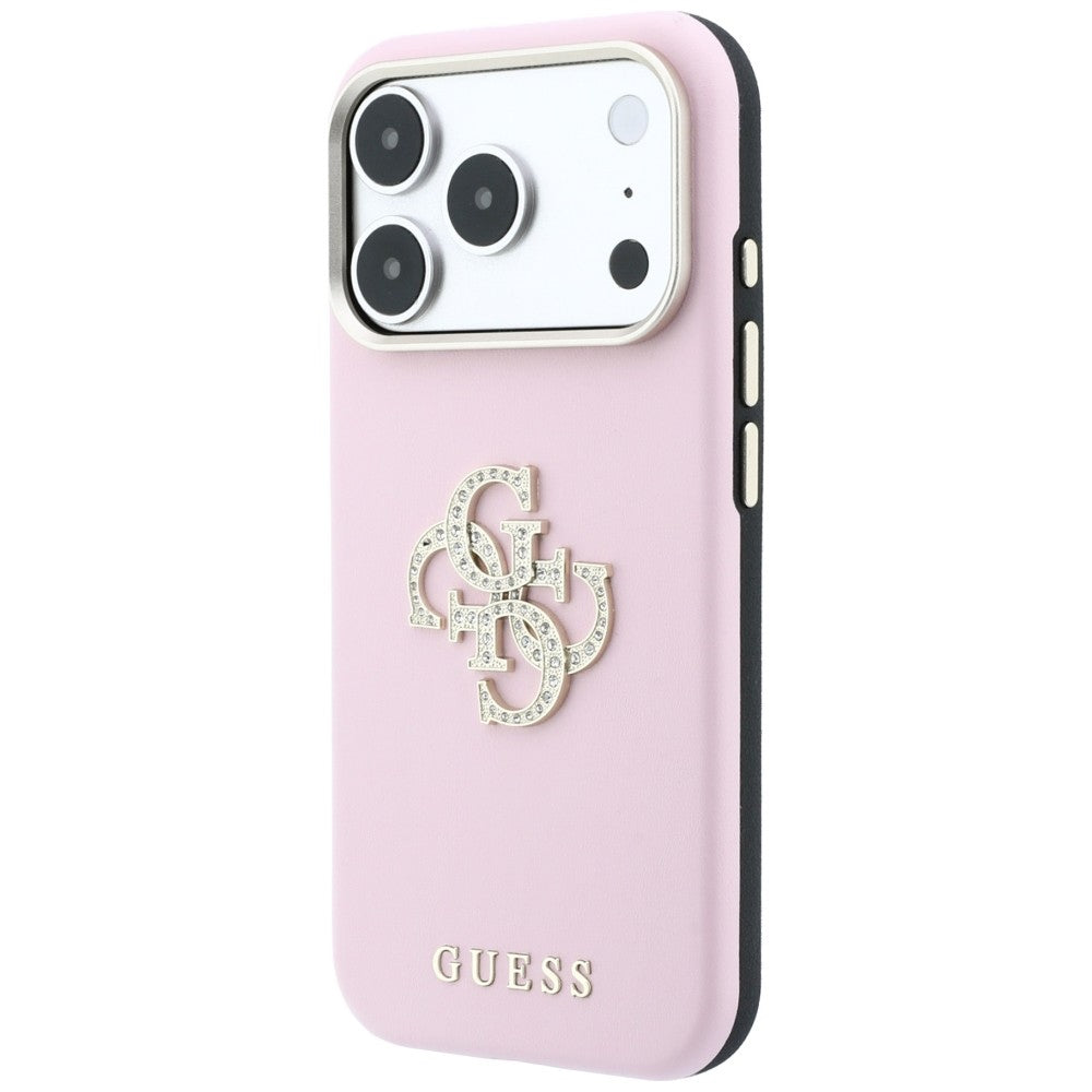 Suojakuori Apple iPhone 18 Pro / 17 Pro -puhelimelle, Guess, Smooth Big Strass Logo, vaaleanpunainen