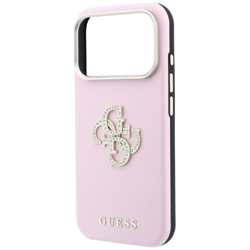 Suojakuori Apple iPhone 18 Pro / 17 Pro -puhelimelle, Guess, Smooth Big Strass Logo, vaaleanpunainen