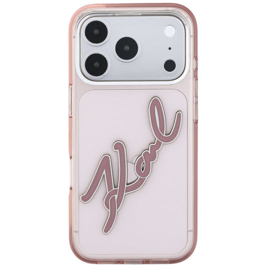 Kuori Apple iPhone 18 Pro / 17 Pro:lle, Karl Lagerfeld, IML Big Signature Resin Logo ja Metallikehys, Vaaleanpunainen