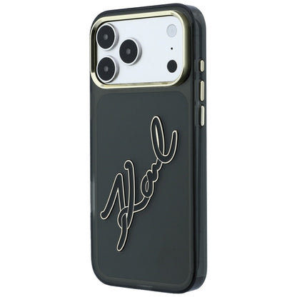 Kuori Apple iPhone 18 Pro / 17 Pro:lle, Karl Lagerfeld, IML Big Signature Resin Logo ja Metallikehys, Musta