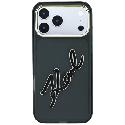 Kuori Apple iPhone 18 Pro / 17 Pro:lle, Karl Lagerfeld, IML Big Signature Resin Logo ja Metallikehys, Musta