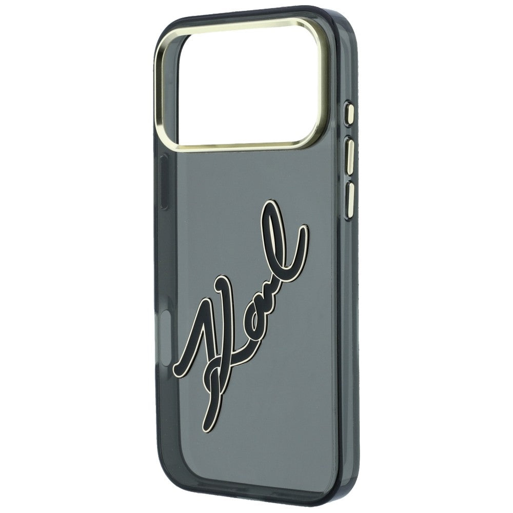 Kuori Apple iPhone 18 Pro / 17 Pro:lle, Karl Lagerfeld, IML Big Signature Resin Logo ja Metallikehys, Musta