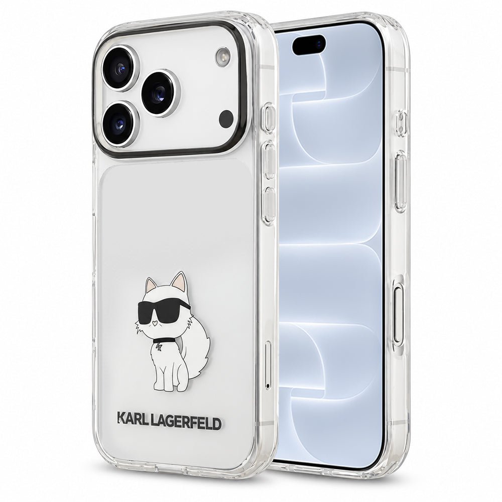 Suojakuori Apple iPhone 18 Pro / 17 Pro -puhelimelle, Karl Lagerfeld, IML Choupette NFT, läpinäkyvä