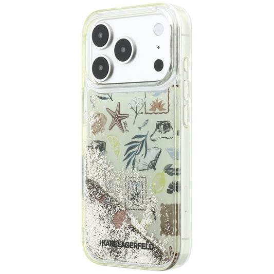 Kuori Apple iPhone 18 Pro / 17 Pro:lle, Karl Lagerfeld, Liquid Glitter Beach and Sand, beige