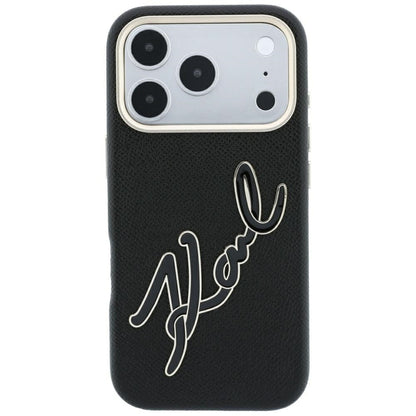 Kuori Apple iPhone 18 Pro / 17 Pro:lle, Karl Lagerfeld, Smooth Big Resin Signature Logo, Musta