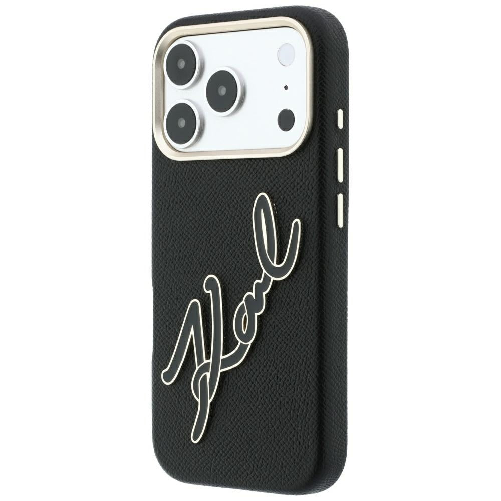 Kuori Apple iPhone 18 Pro / 17 Pro:lle, Karl Lagerfeld, Smooth Big Resin Signature Logo, Musta