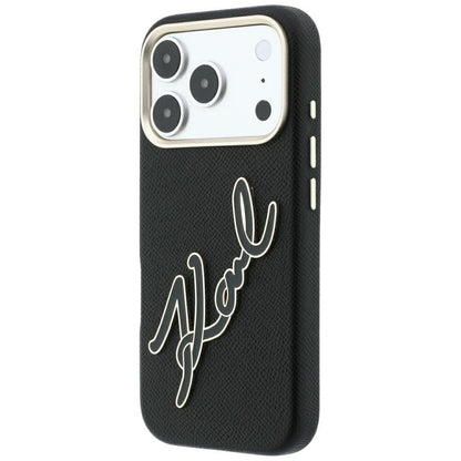 Kuori Apple iPhone 18 Pro / 17 Pro:lle, Karl Lagerfeld, Smooth Big Resin Signature Logo, Musta