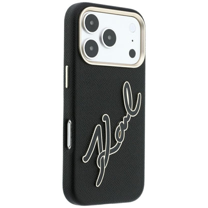 Kuori Apple iPhone 18 Pro / 17 Pro:lle, Karl Lagerfeld, Smooth Big Resin Signature Logo, Musta
