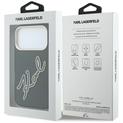 Kuori Apple iPhone 18 Pro / 17 Pro:lle, Karl Lagerfeld, Smooth Big Resin Signature Logo, Musta