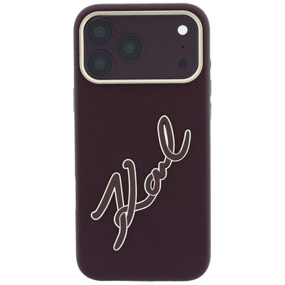 Kuori Apple iPhone 18 Pro / 17 Pro:lle, Karl Lagerfeld, sileä iso hartsinen allekirjoituslogo, viininpunainen