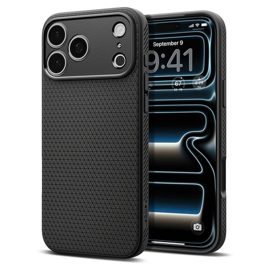 Kuori Apple iPhone 18 Pro / 17 Pro:lle, Spigen, Liquid Air, Matta Musta ACS12149